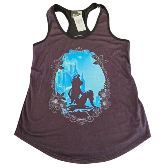 Disney Tops - Little Mermaid Ariel Floral Framed Silhouette Tank Top Size M, NEW